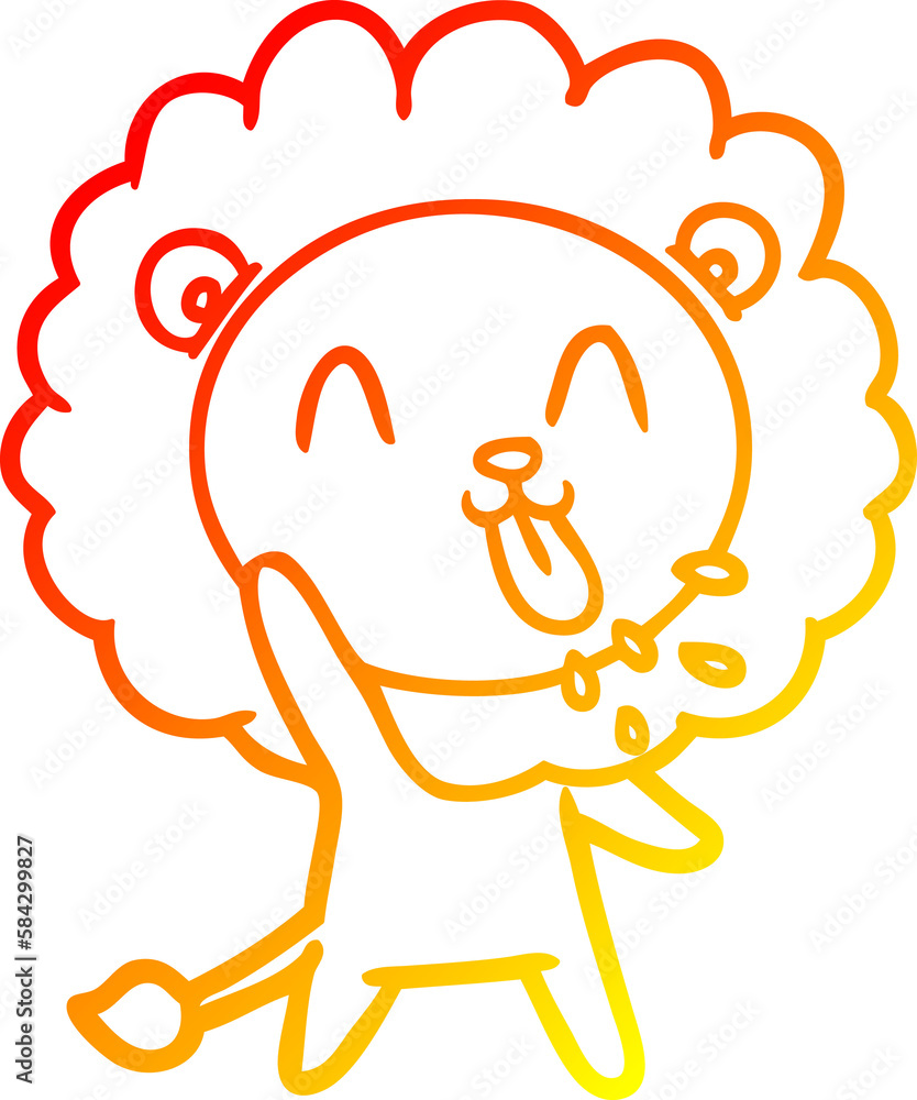 warm gradient line drawing happy cartoon lion warm gradient line drawing happy cartoon lion