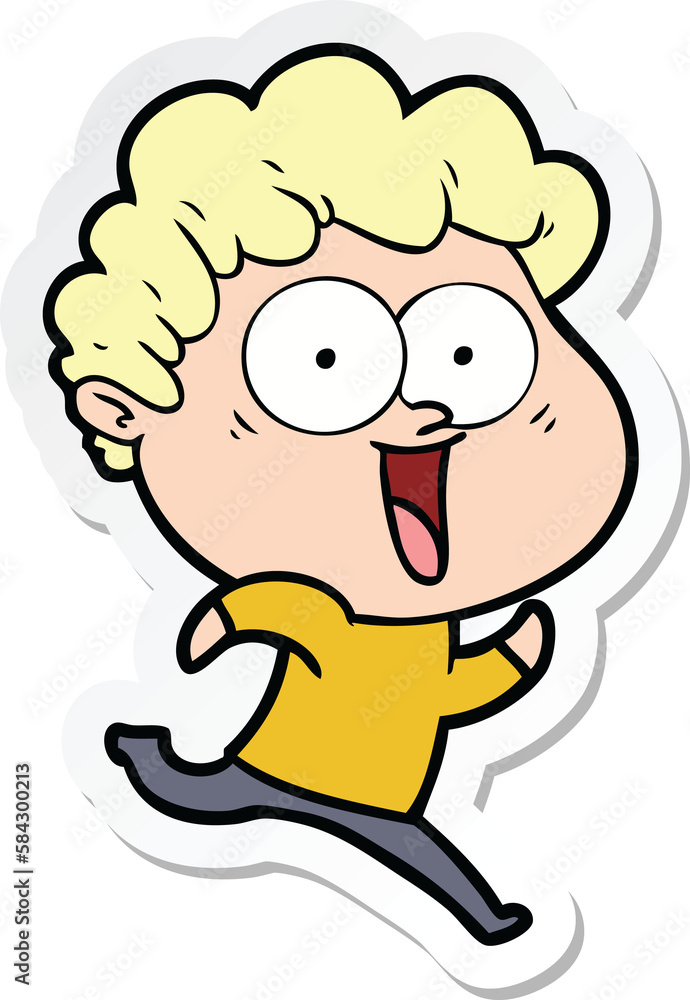 Fototapeta premium sticker of a excited man cartoon