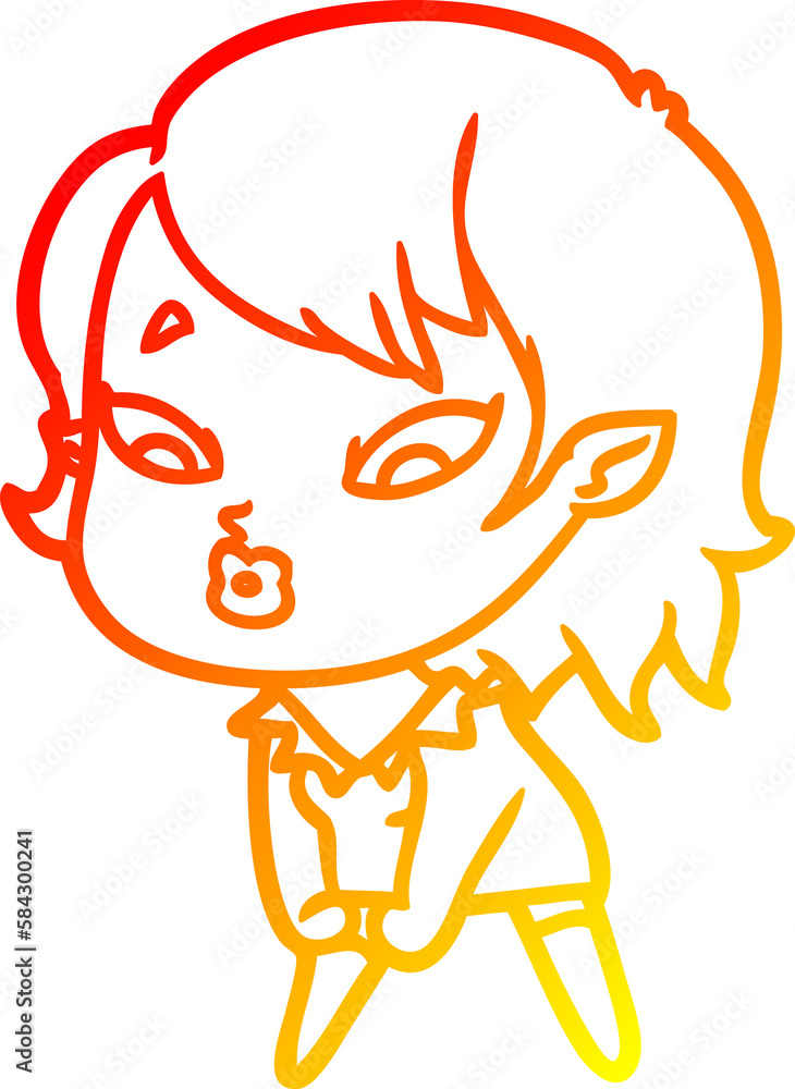 warm gradient line drawing cute cartoon vampire girl warm gradient line drawing cute cartoon vampire girl
