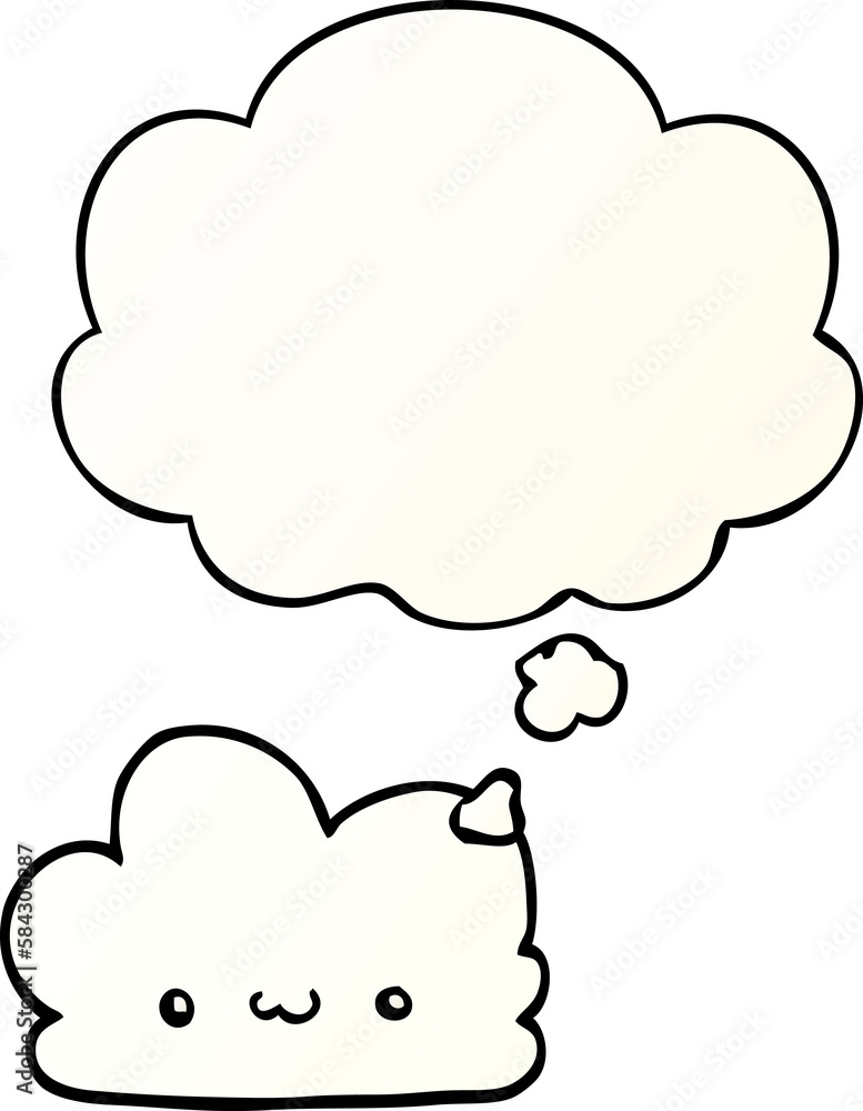 cute cartoon cloud and thought bubble in smooth gradient style