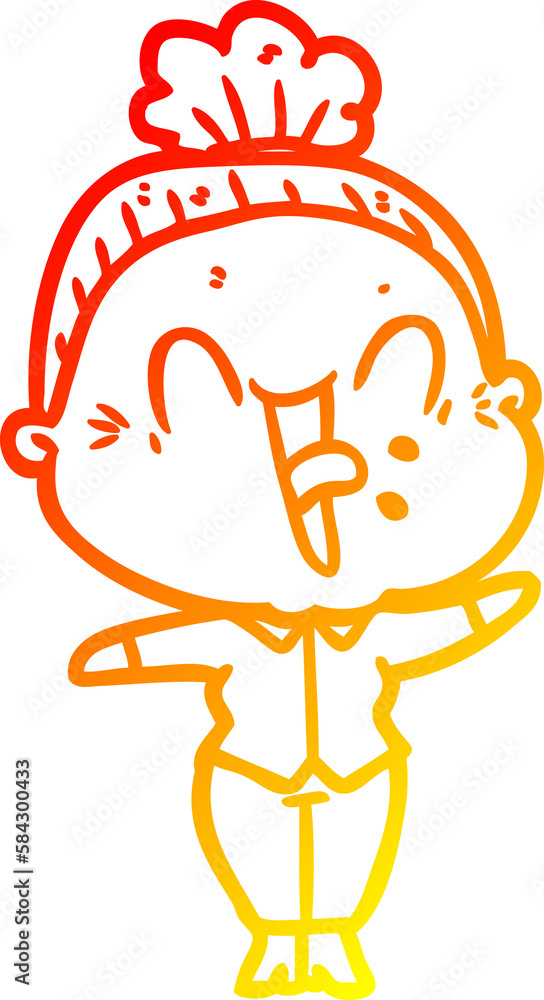 warm gradient line drawing cartoon happy old woman warm gradient line drawing cartoon happy old woman