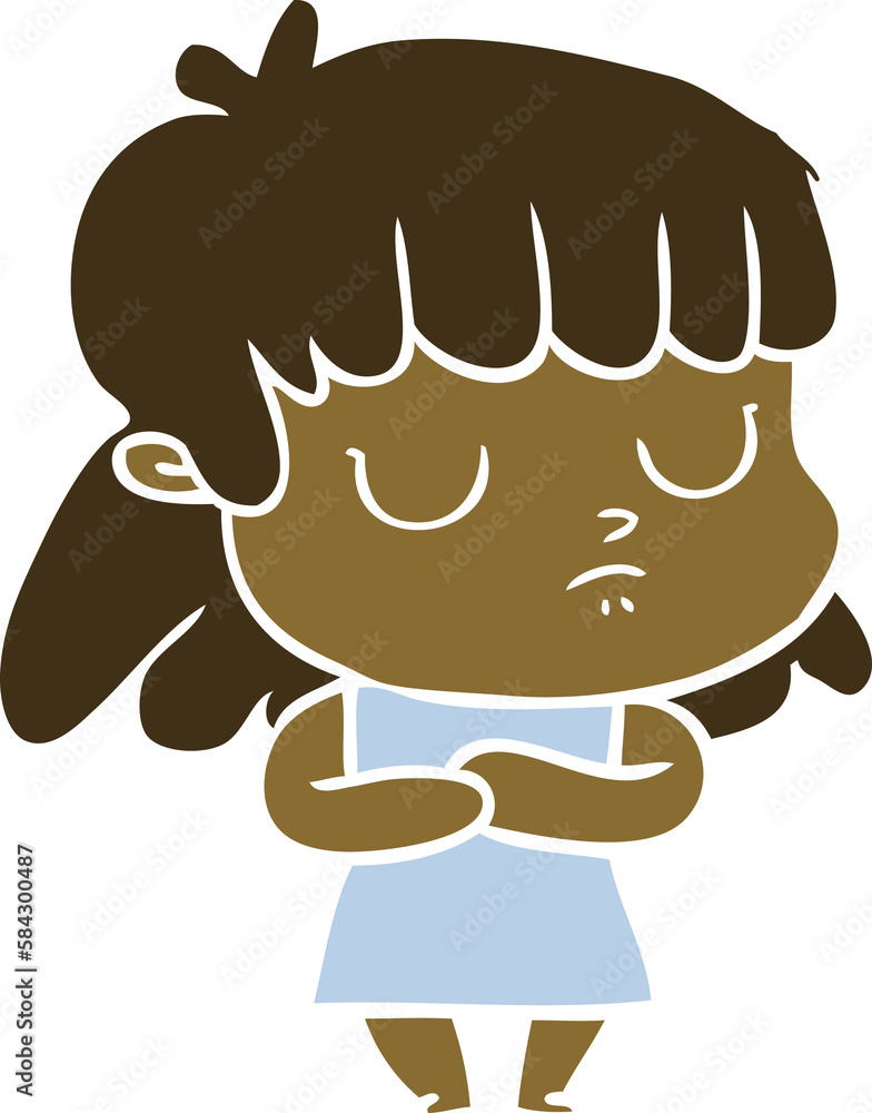 flat color style cartoon indifferent woman flat color style cartoon indifferent woman