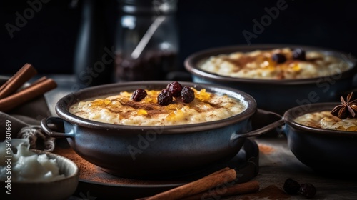 Greek rizogalo, a creamy rice pudding flavored with cinnamon