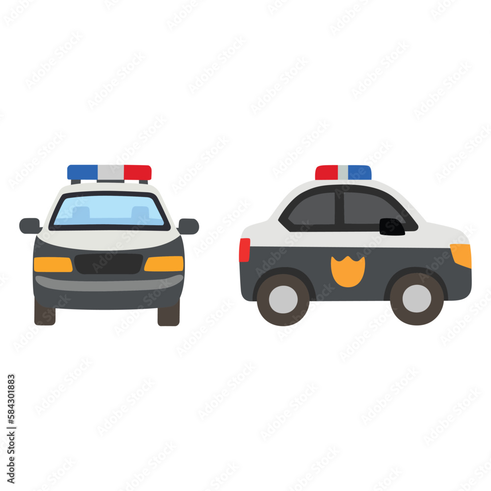 Police Car vector flat icon design. İsolated police car, with emergency light on the top sign design. Police Car vector flat icon design. İsolated police car, with emergency light on the top sign design.
