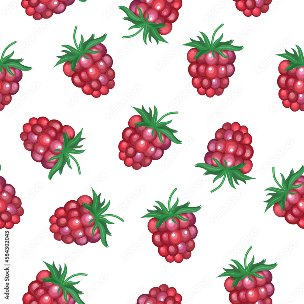 Seamless pattern of ripe raspberries on a white background.Vector berry pattern for textiles,paper,backgrounds. Seamless pattern of ripe raspberries on a white background.Vector berry pattern for textiles,paper,backgrounds.