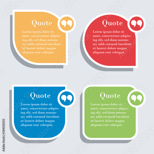 Quotes text bubbles in various geometric shapes