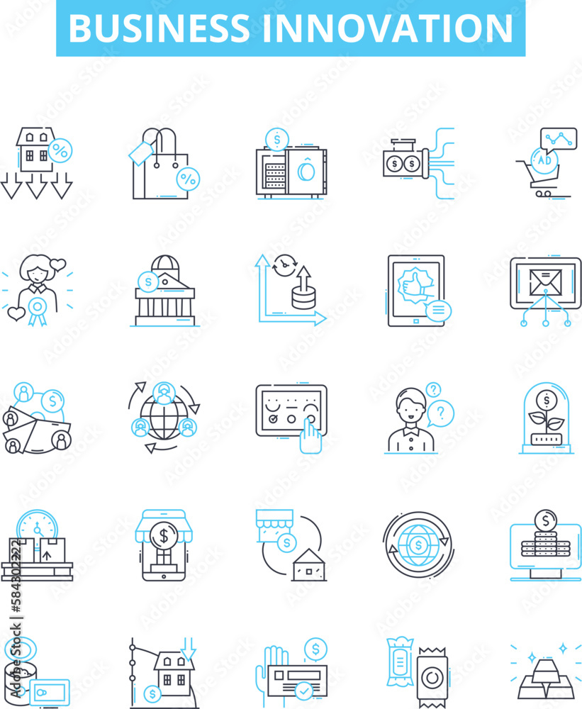 Business innovation vector line icons set. Entrepreneurship, Creativity, Strategies, Technologies, Disruption, Transformation, Solutions illustration outline concept symbols and signs