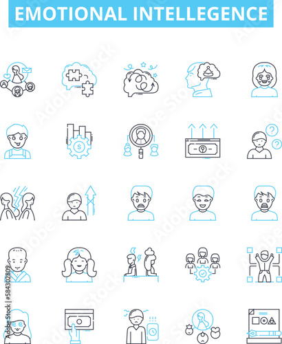 Emotional intellegence vector line icons set. Self-awareness, Empathy, Interpersonal, Awareness, Perspective, Sensitivity, Skill illustration outline concept symbols and signs