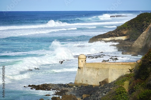 Waves on the Caribbean Coast of Old San Juan Puerto Rico