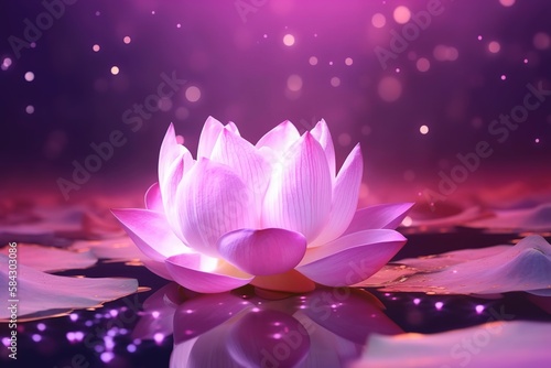 Pink lotus with purple glitter background, generative ai © Arisctur