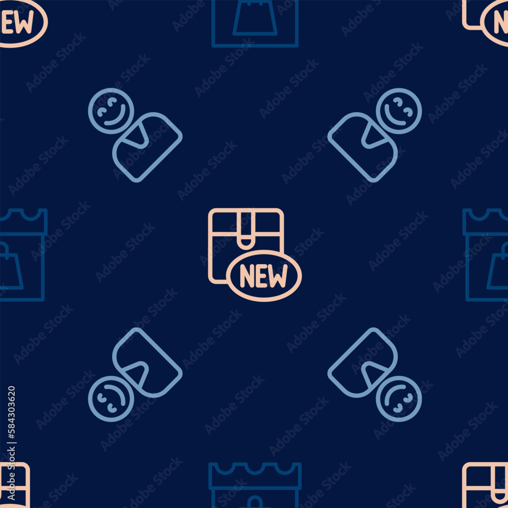 Set line Shopping day, Happy customer and New collection on seamless pattern. Vector Set line Shopping day, Happy customer and New collection on seamless pattern. Vector
