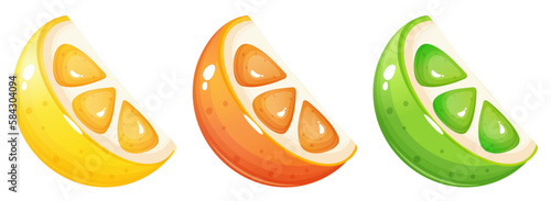 Orange , lime and lemon slices. 
