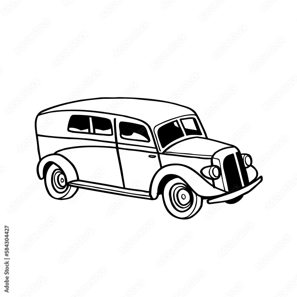an old vintage car on white background vector illusttation
