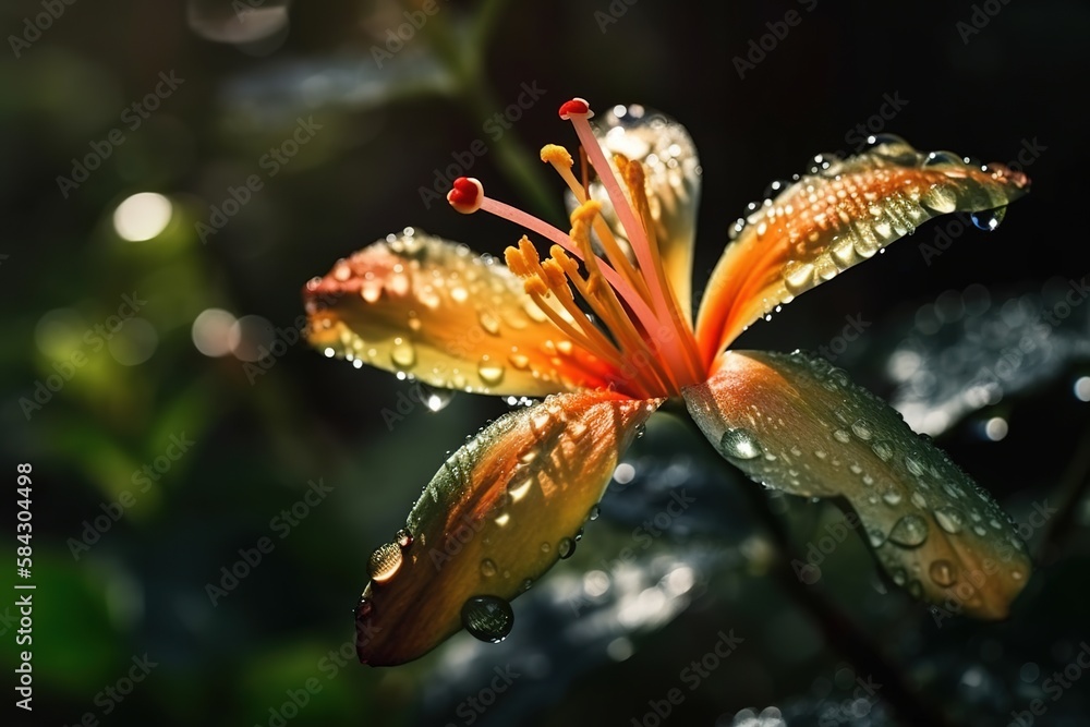 fresh flower with water droplet, morning dew, generative ai fresh flower with water droplet, morning dew, generative ai