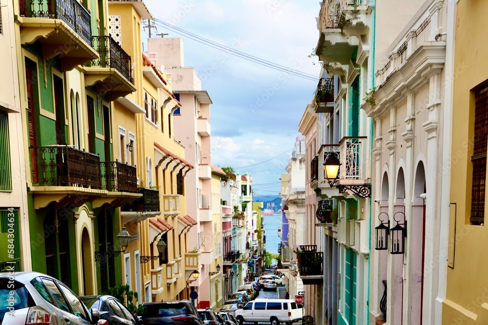 Colourful colonial architecture in Old San Juan Puerto Rico 