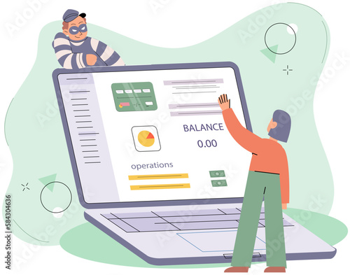 Concept of hacker attack, fraud investigation, internet phishing attack. Fraud prevention. Internet user open scam email. Stealing privacy account and password. Cyber criminal stealing personal data