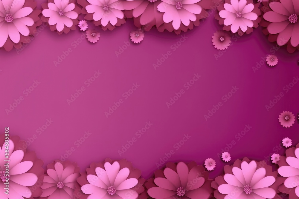 Mauve Pink Background Silhouettes Flowers Postcard. Generative AI