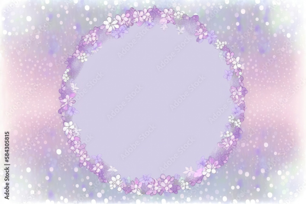 Pale Lilac Soft Mauve Background Silhouettes Glitter And Flowers Postcard. Generative AI