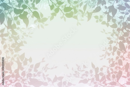 Pale Green Light Pink Background Silhouettes Leafy Branches Postcard. Generative AI