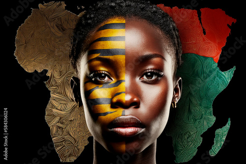 Black history month or woman's day celebration, Africa day concept Ethnic black woman