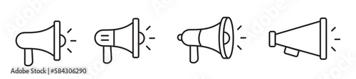 Loudspeaker megaphone icon set. Megaphone icon set. Electric megaphone with sound or marketing advertising. Megaphone icon, loud speaker icon