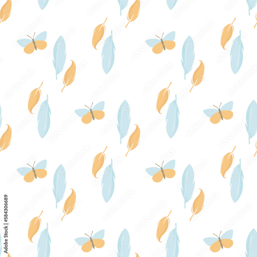 seamless children's pattern feathers and butterflies seamless children's pattern feathers and butterflies