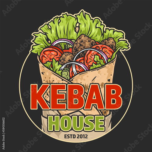Kebab house vintage colorful label