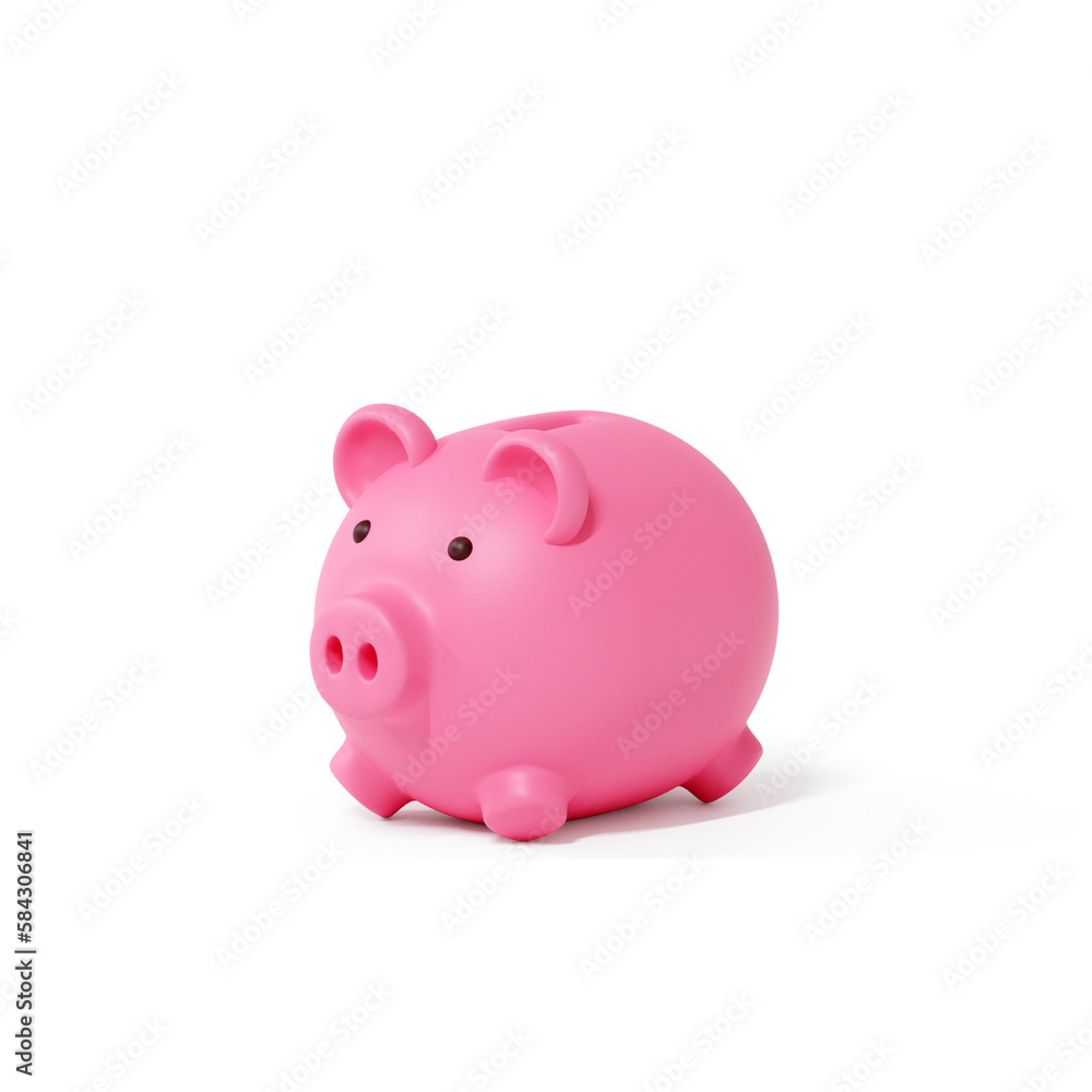 3d render of piggy bank isolated side view Transparent Background