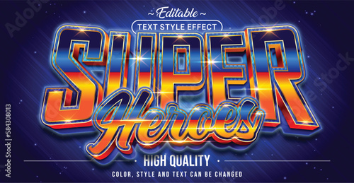 Editable text style effect - Super Heroes text style theme.