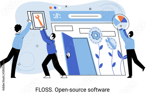 FLOSS. Open source software. Free product anyone can freely redistribute, modify and completely remake, can be improved, modernized thanks to inventions of users. Tiny programming language persons