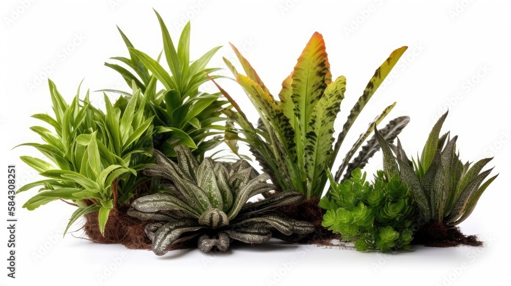 Fototapeta premium Illustration of beautiful vegetation isolated on white background - Created with Generative ai