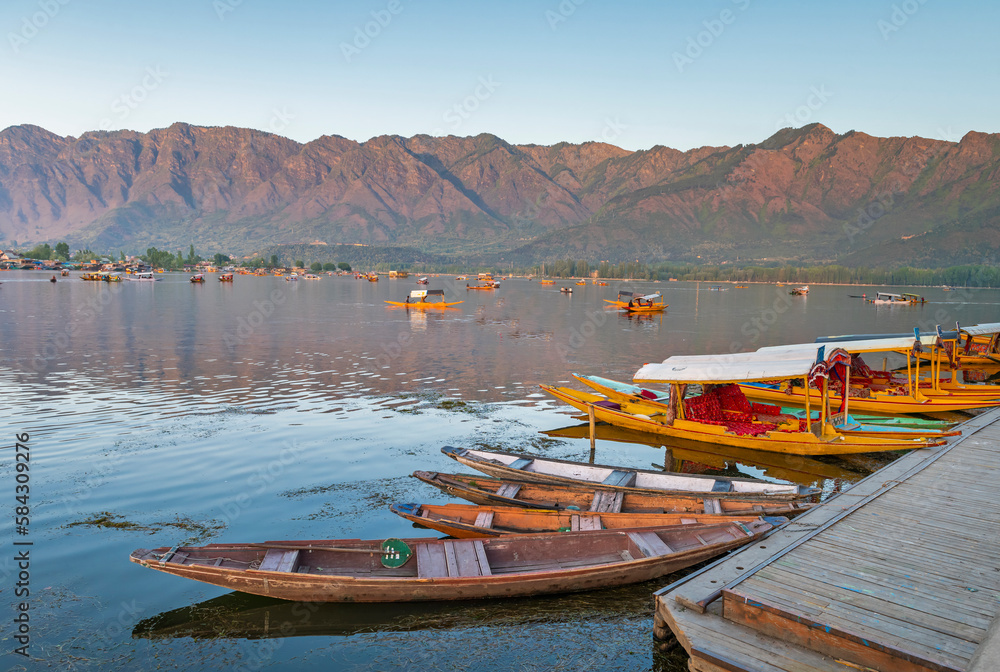 Boat riding 'shikara' in Dal Lake,Dal Lake, Kashmir, India