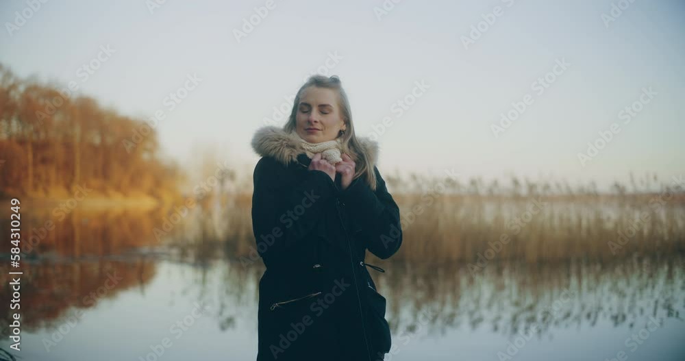 Thoughtful Pensive Woman Outdoors In Winter Thoughtful Pensive Woman Outdoors In Winter