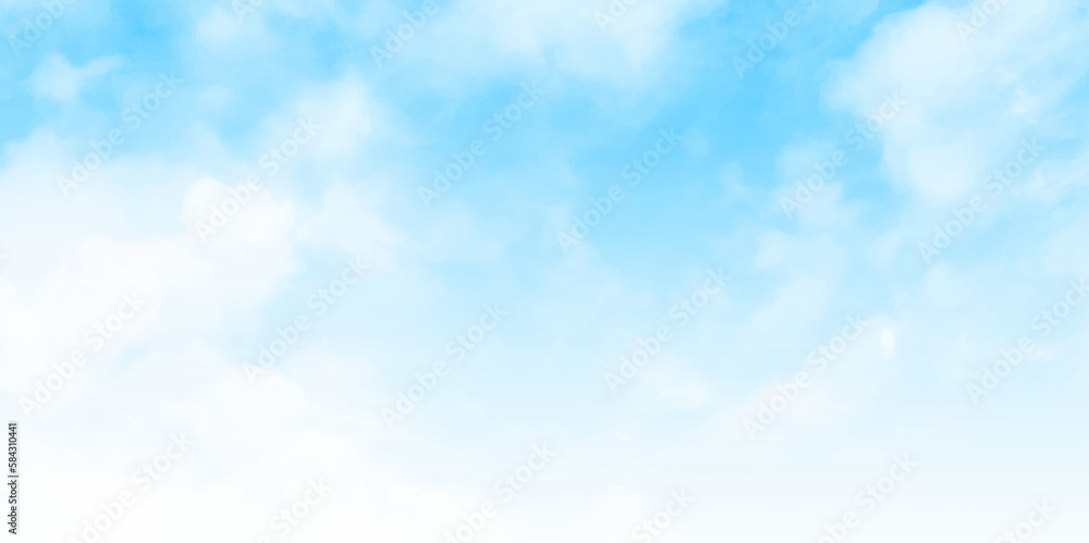 Sky blue or azure sky and clouds is bright white background. Everything lies above surface atmosphere outer space is sky. Cloud is aerosol comprising visible mass of liquid droplets frozen in