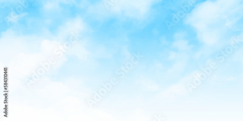 Sky blue or azure sky and clouds is bright white background. Everything lies above surface atmosphere outer space is sky. Cloud is aerosol comprising visible mass of liquid droplets frozen in