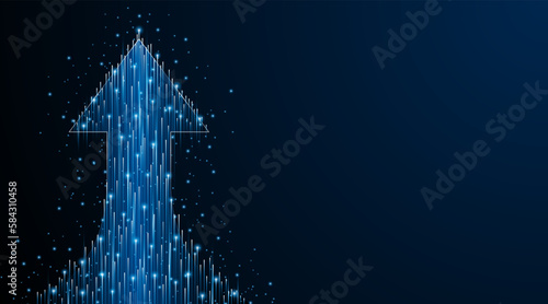 Abstract up arrow on dark blue background. Business growth or investment ideas. blue arrow technology background
