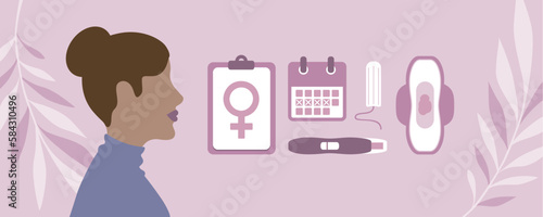 set of female hygiene products menstruation woman body