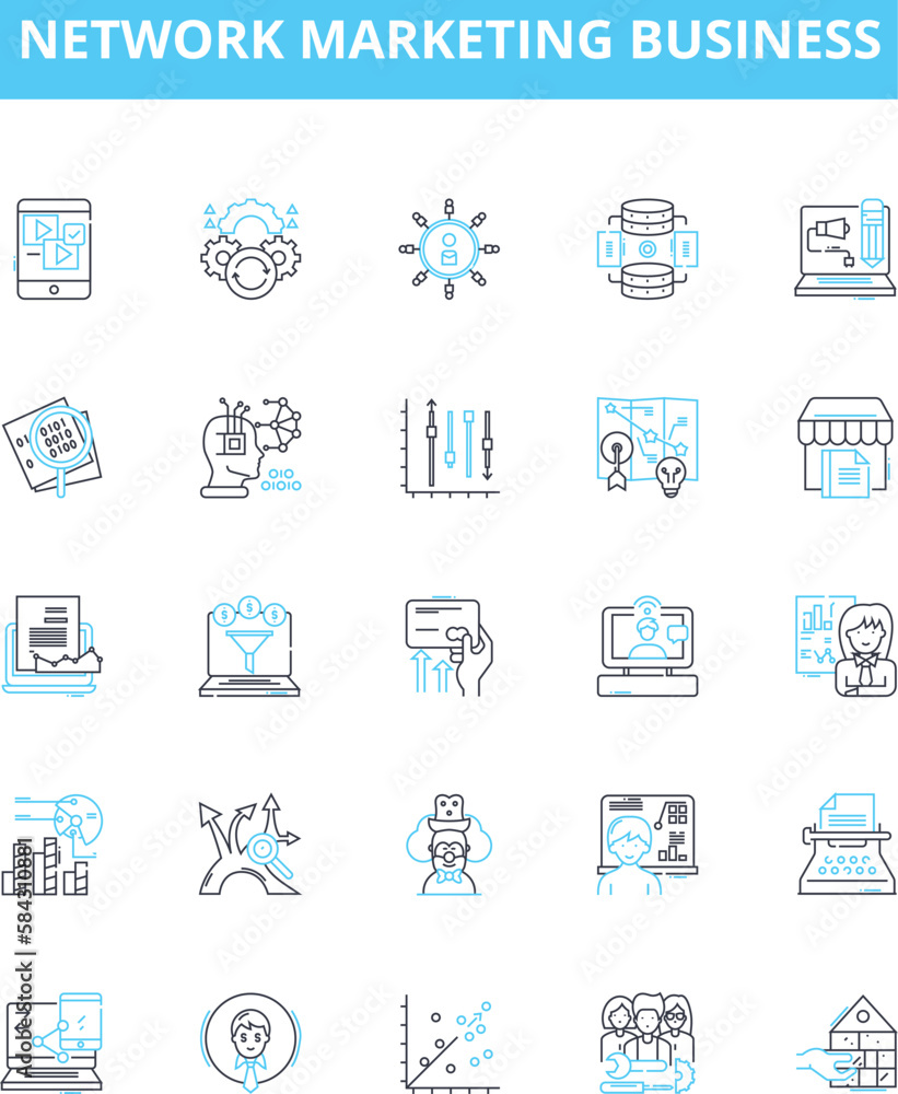 Network marketing business vector line icons set. Network, Marketing, Business, MLM, Direct, Selling, Home-Based illustration outline concept symbols and signs Network marketing business vector line icons set. Network, Marketing, Business, MLM, Direct, Selling, Home-Based illustration outline concept symbols and signs