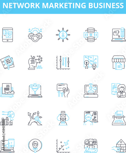 Network marketing business vector line icons set. Network, Marketing, Business, MLM, Direct, Selling, Home-Based illustration outline concept symbols and signs