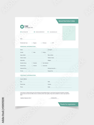 
Modern Registration resume Form	