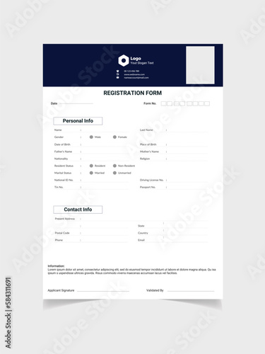 
Modern Registration resume Form	