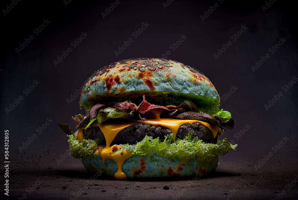 Mold Burger, Cheeseburger AI Generative Illustration. Silicone Mold