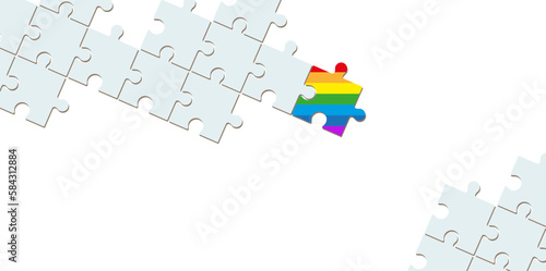 Three puzzle elements connected to each other. Vector drawing.