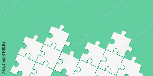 Three puzzle elements connected to each other. Vector drawing.