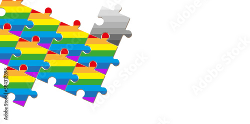 Three puzzle elements connected to each other. Vector drawing.