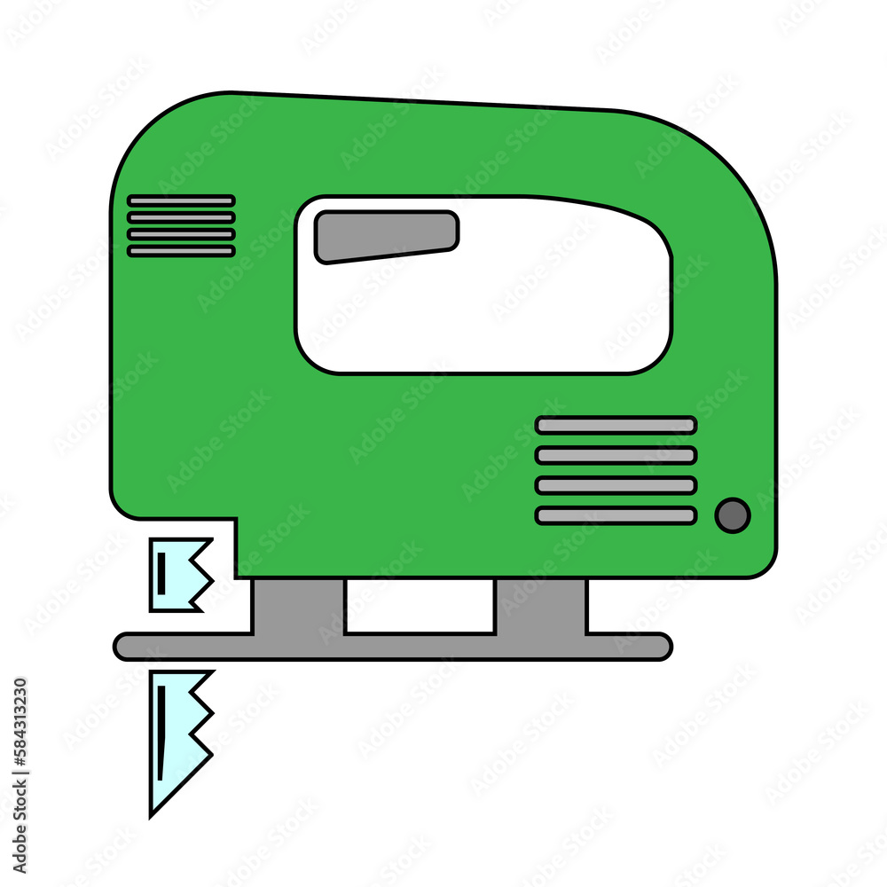 Simple illustration of electric hand jigsaw icon for web Simple illustration of electric hand jigsaw icon for web
