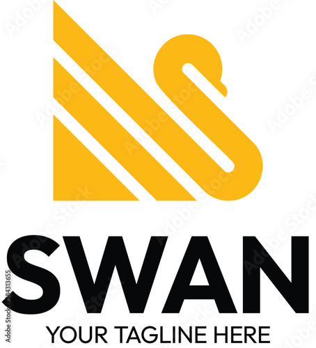 Abstract golden swan logo design