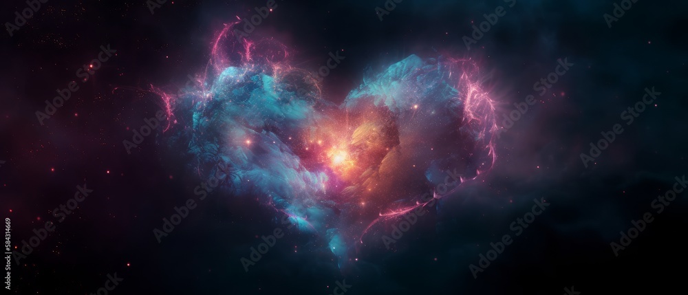 Heart galaxy, heart shape. Generative AI Heart galaxy, heart shape. Generative AI