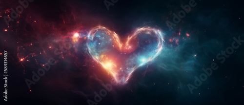Heart galaxy, heart shape. Generative AI