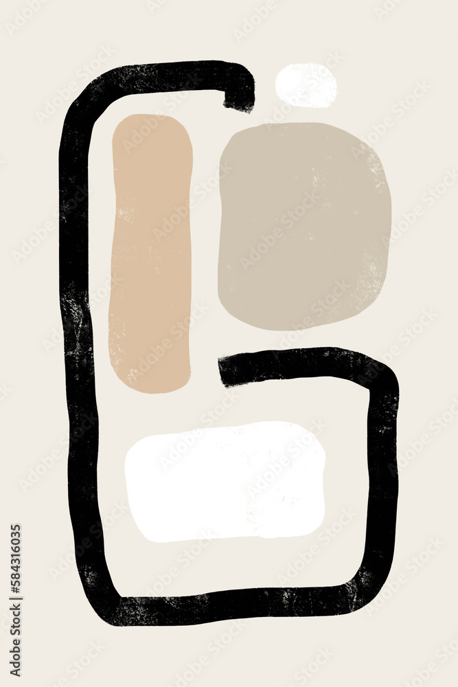 Printable wall art poster print. Hand drawn minimalism design for scandinavian interior.